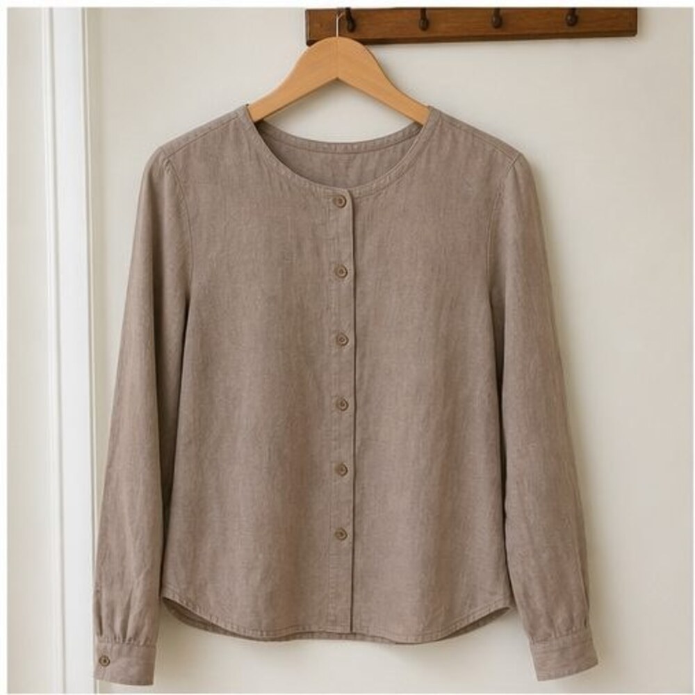 Taupe Button Blouse